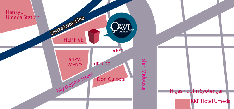 Nightclub Map in Osaka Kita